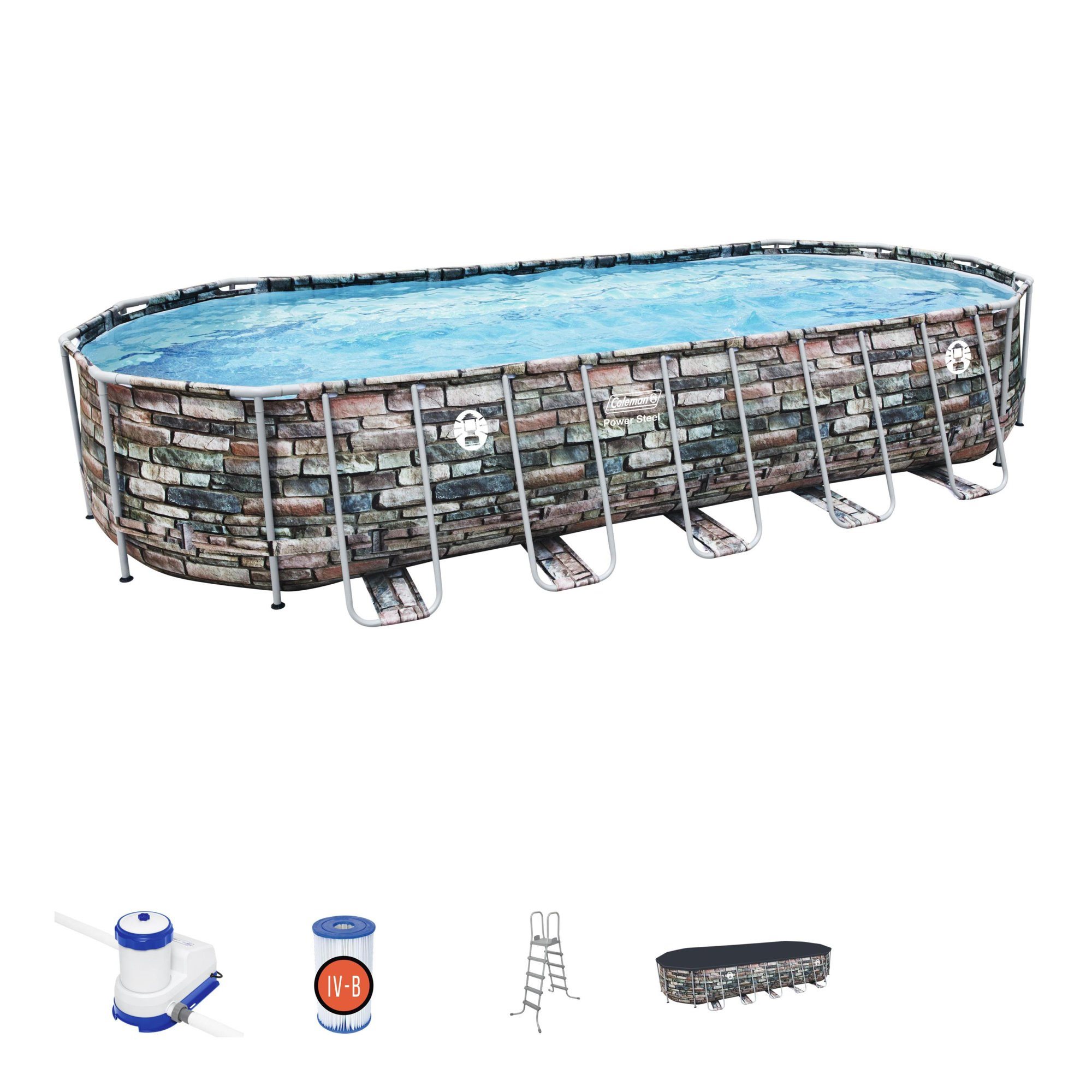 Coleman® 26 X 52 Power Steel Oval Above Ground Pool Set Quad City Pools