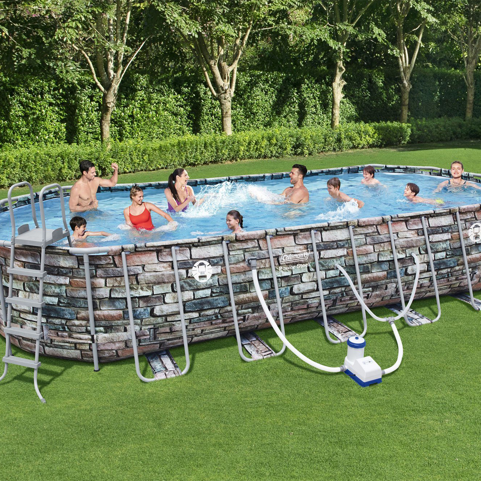 Coleman® 26′ x 52″ Power Steel Oval Above Ground Pool Set | Quad City Pools